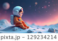 Dreamy Baby Astronaut Exploring Distant Moonscape, Wonder of Space and Adventure Awaits 129234214