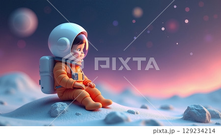 Dreamy Baby Astronaut Exploring Distant Moonscape, Wonder of Space and Adventure Awaits Dreamy Baby Astronaut Exploring Distant Moonscape, Wonder of Space and Adventure Awaits 129234214