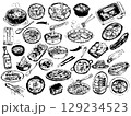 韓国料理線画セット 129234523