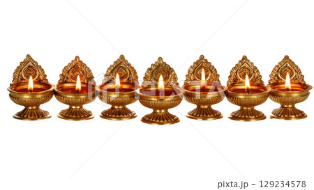 Decorative diyas for Ganesh Chaturthi, created with AI, PNG 129234578