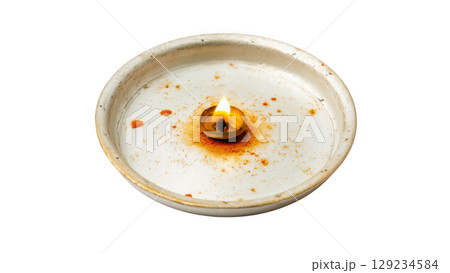 Oil lamp lights up Ganesh Chaturthi, created with AI, PNG 129234584