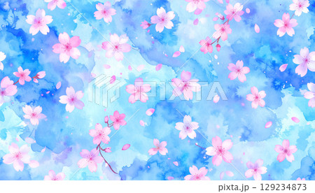 桜　生成AI　水彩　背景 129234873
