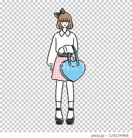 ガーリー系ファッションの女性 ガーリー系ファッションの女性 129234966