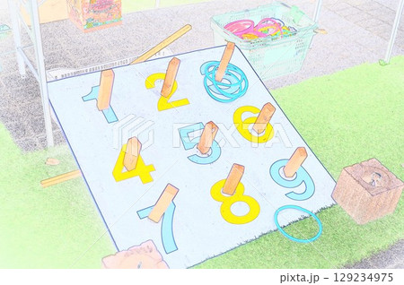 イラストCG画像 ニュースポーツ輪投げゲーム1 イラストCG画像 ニュースポーツ輪投げゲーム1 129234975