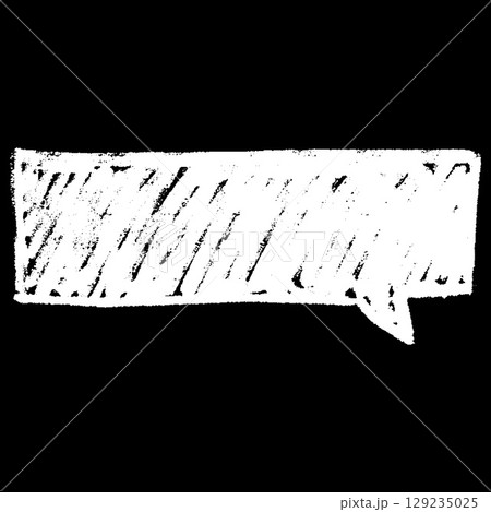 Rectangular speech bubble, hand drawn with chalk or white brush, on black background. Rectangular speech bubble, hand drawn with chalk or white brush, on black background. 129235025