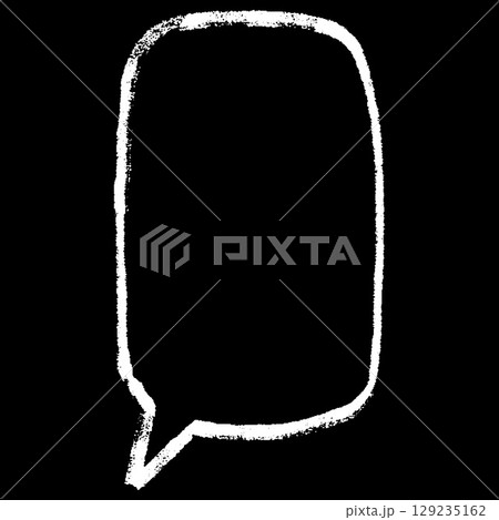Text box white chalk outline on black, crayon speech bubble vertical silhouette, vector doodle dialogue cloud drawing Text box white chalk outline on black, crayon speech bubble vertical silhouette, vector doodle dialogue cloud drawing 129235162