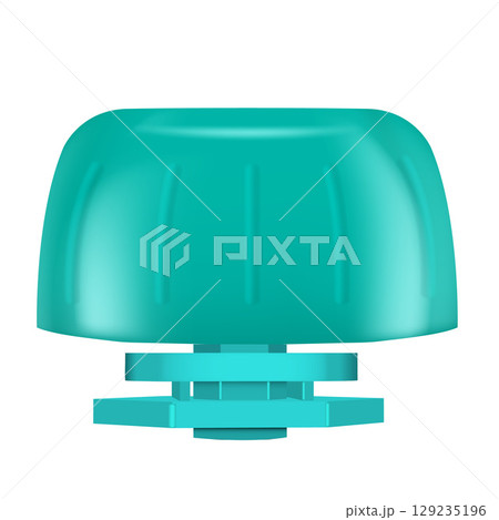Realistic round doy pack lids, bright green color, thread, plastic. 129235196
