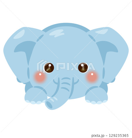 うつ伏せになったゾウのイラスト うつ伏せになったゾウのイラスト 129235365