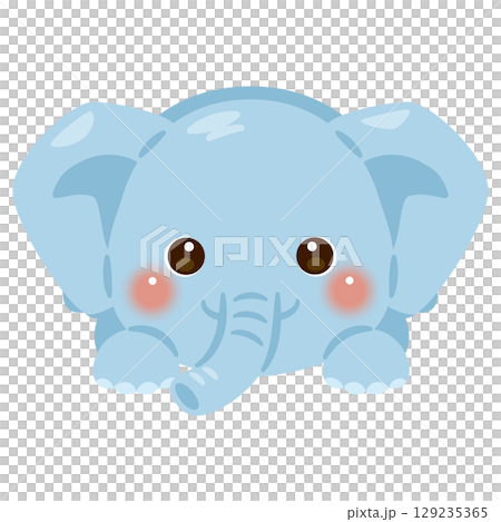 うつ伏せになったゾウのイラスト うつ伏せになったゾウのイラスト 129235365