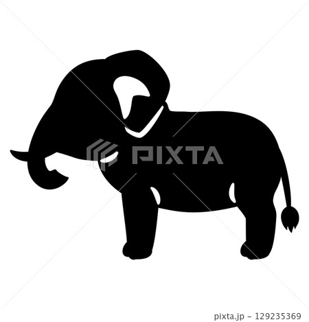横向きのゾウのシルエット 129235369