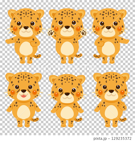 指向獵豹字符插圖集 指向獵豹字符插圖集 129235372