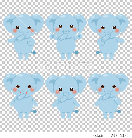 Pointing elephant character illustration set 129235380