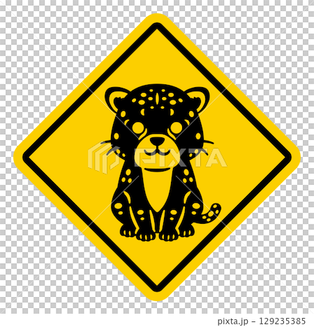 獵豹警告標誌圖 獵豹警告標誌圖 129235385