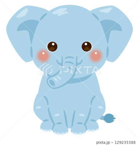 お座りしたゾウのイラスト 129235388