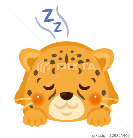 うつ伏せで眠るチーターのイラスト 129235400