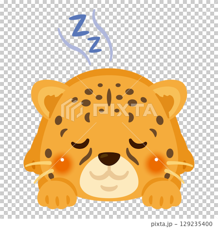 うつ伏せで眠るチーターのイラスト 129235400