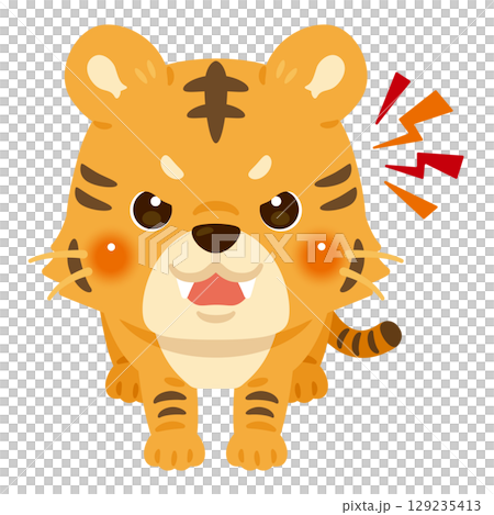 Illustration of a threatening tiger Illustration of a threatening tiger 129235413