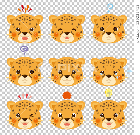 獵豹插圖集-僅面部表情 獵豹插圖集-僅面部表情 129235415