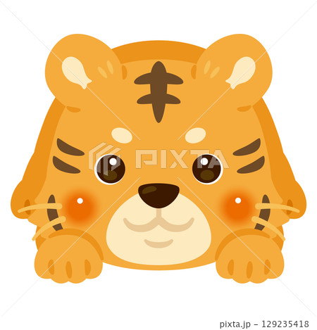 うつ伏せになったトラのイラスト 129235418