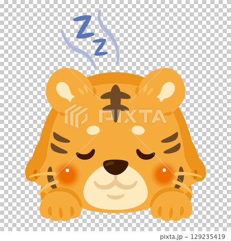 老虎趴著睡覺的插圖 129235419