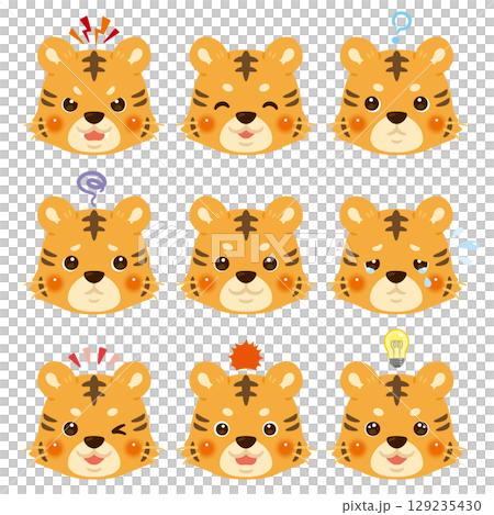 老虎插圖集 - 僅限臉部表情 129235430