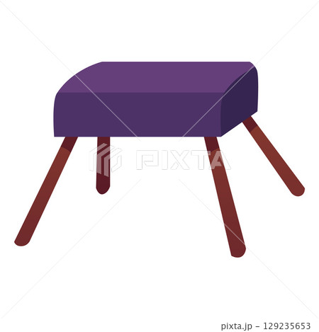 Vaulting horse, leather, with wooden legs, sports equipment, purple. 129235653