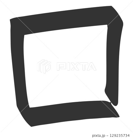 Black marker or pencil outline square vector shape, scribble rectangle frame hand painting, doodle accent border 129235734