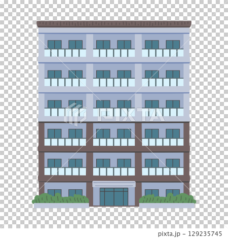 シンプルなマンションのイラスト 129235745