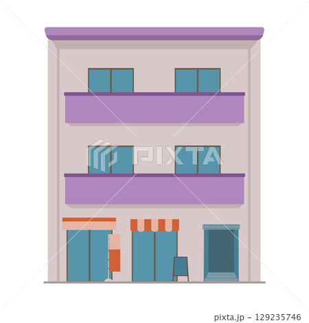 店舗付きマンションのイラスト 店舗付きマンションのイラスト 129235746