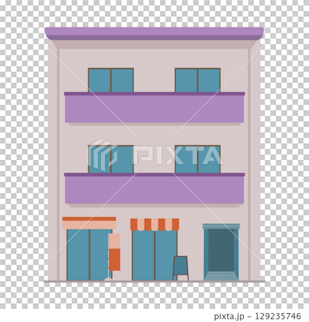 店舗付きマンションのイラスト 店舗付きマンションのイラスト 129235746
