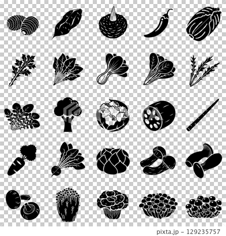 秋野菜のアイコンセット 秋野菜のアイコンセット 129235757