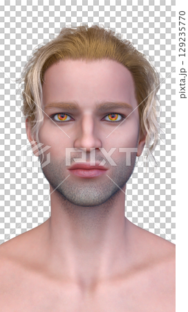 男性吸血鬼臉部特寫 129235770