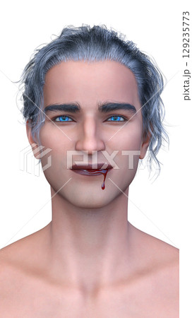 男性ヴァンパイアの顔クローズアップ 男性ヴァンパイアの顔クローズアップ 129235773