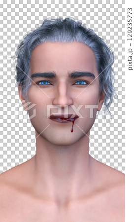 男性ヴァンパイアの顔クローズアップ 男性ヴァンパイアの顔クローズアップ 129235773