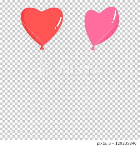 ハート型の風船のセット、イラスト ハート型の風船のセット、イラスト 129235840