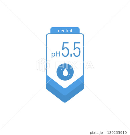Ph value icon. Simple cosmetic symbol. Concept of neutral balance skin. Vector illustration isolated on white background 129235910