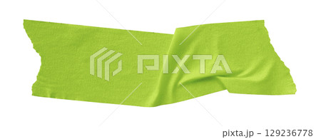 green crumpled torn tape isolated on transparent background 129236778
