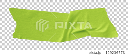 green crumpled torn tape isolated on transparent background 129236778