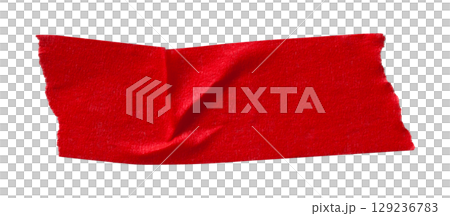 red crumpled torn tape isolated on transparent background red crumpled torn tape isolated on transparent background 129236783