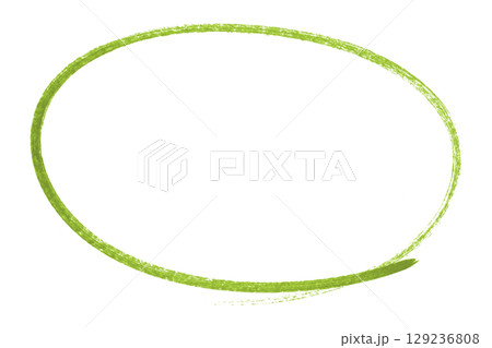 Green pencil highlight circle mark isolated on transparent background 129236808