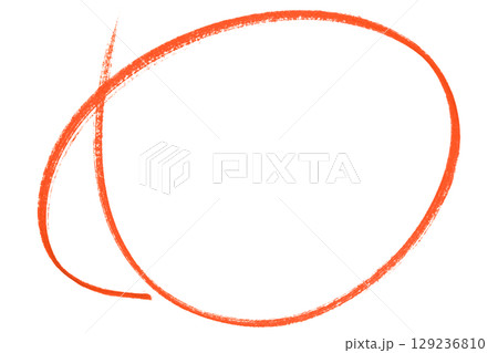 Red pencil highlight circle mark isolated on transparent background 129236810