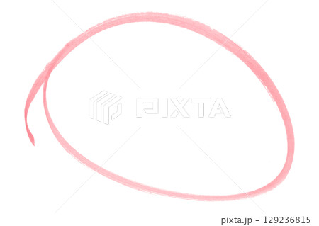Pink pencil highlight circle mark isolated on transparent background 129236815