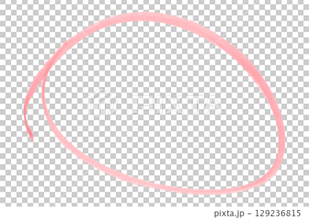 Pink pencil highlight circle mark isolated on transparent background 129236815