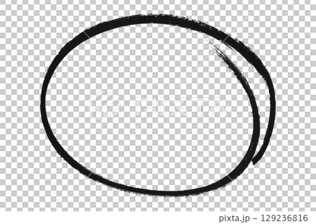 Black pencil highlight circle mark isolated on transparent background 129236816