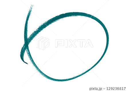 Green pencil highlight circle mark isolated on transparent background 129236817