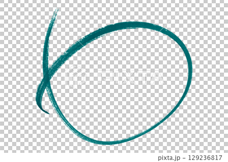Green pencil highlight circle mark isolated on transparent background 129236817