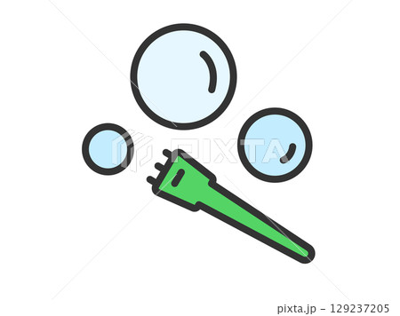 ホビーの、しゃぼん玉のアイコン（線画カラー）のイラスト 129237205