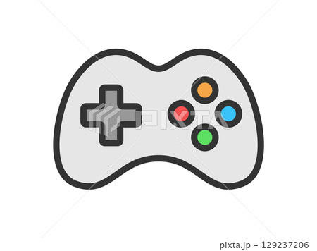 ホビーの、テレビゲームのアイコン（線画カラー）のイラスト 129237206