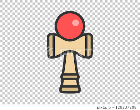 ホビーの、けん玉のアイコン（線画カラー）のイラスト 129237209
