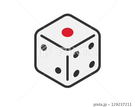 ホビーの、サイコロのアイコン（線画カラー）のイラスト 129237211